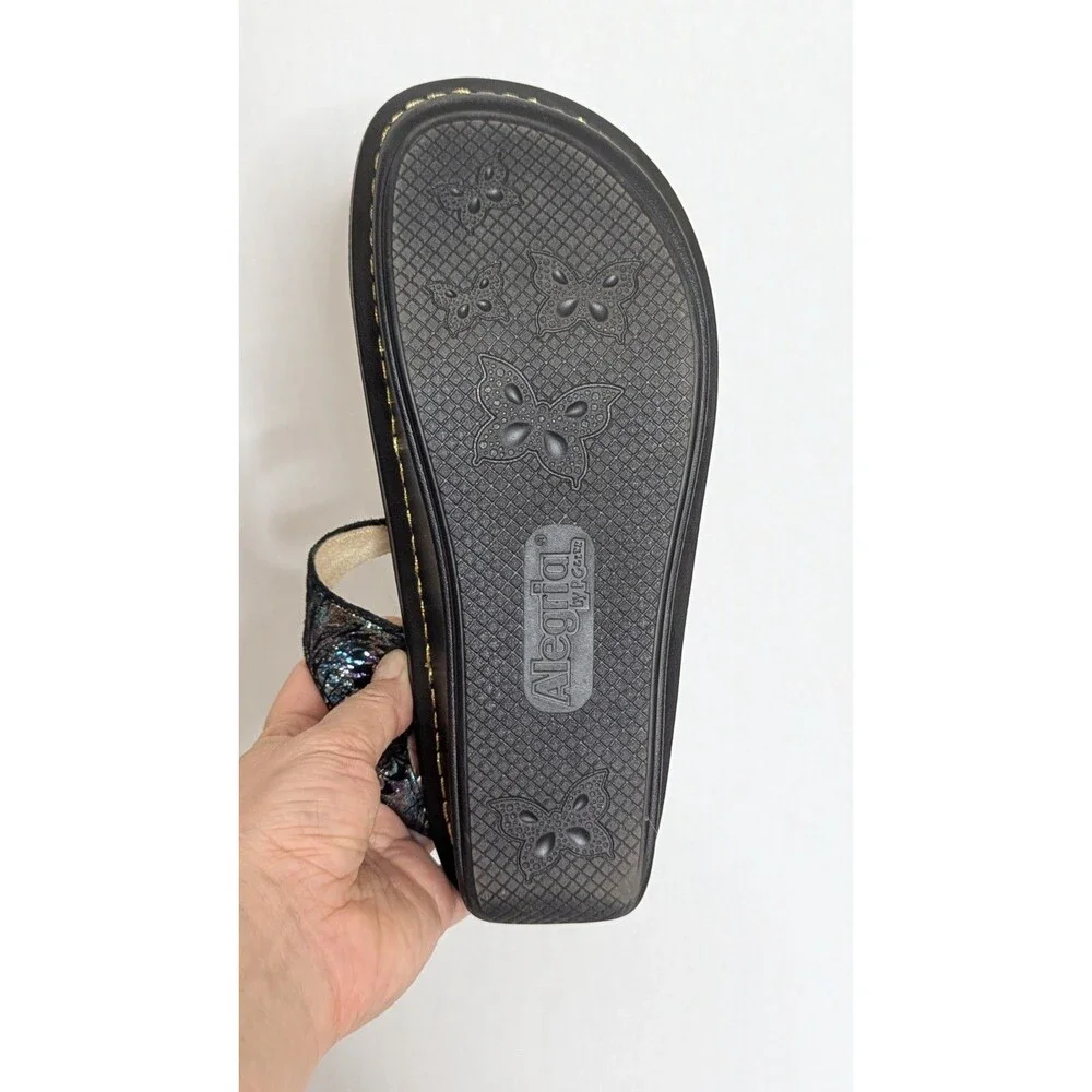 Alegria Lula Leather Adjustable Backstrap Sandals Glam Bam 37 US 7 Wide Width
